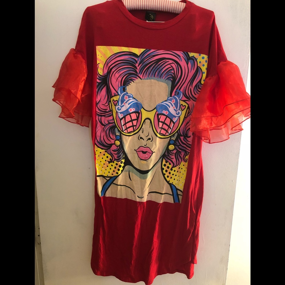 Red t shirt dress